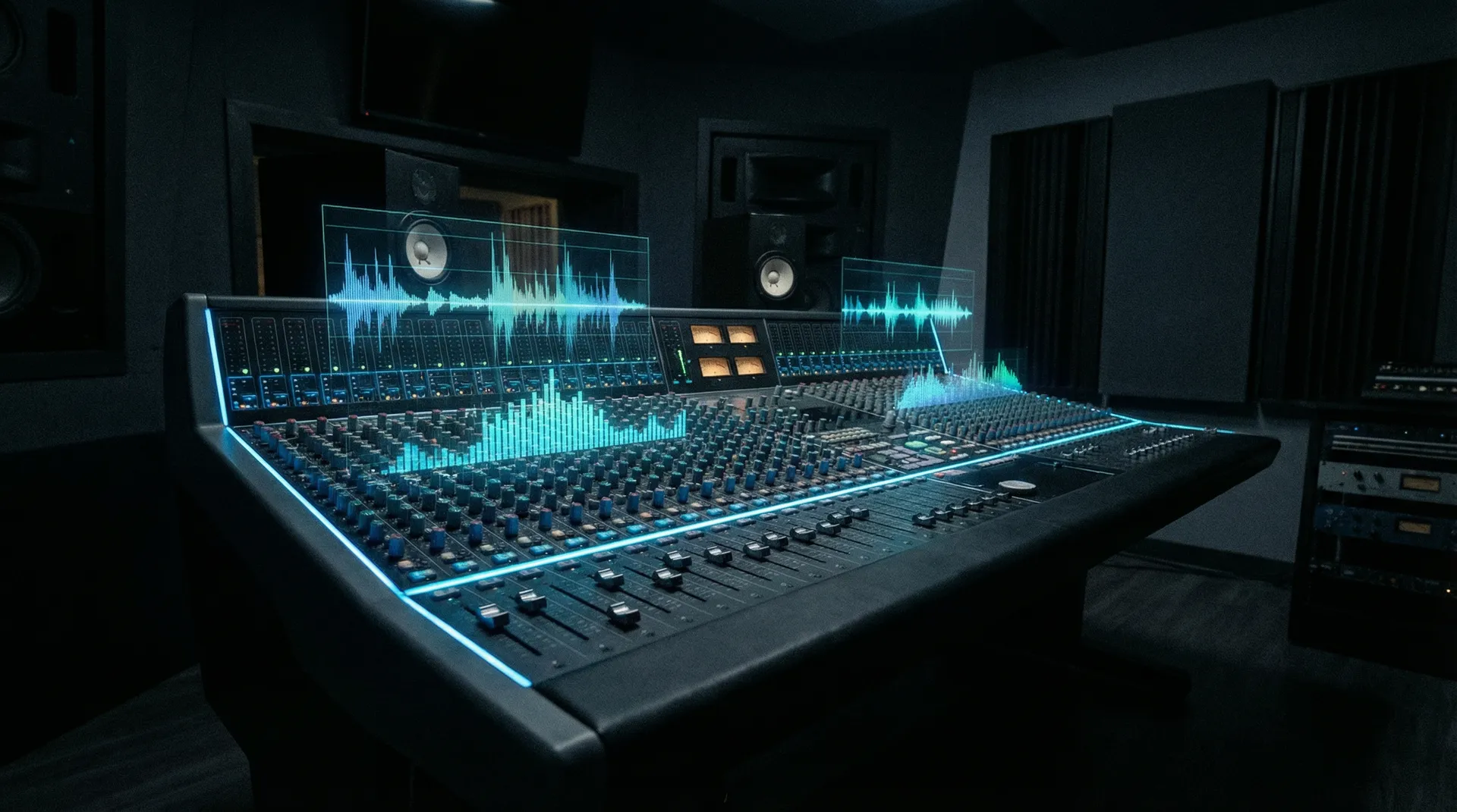 51视频 专业录音棚混音台与频谱可视化